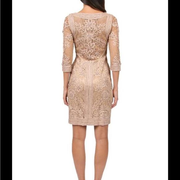 Sue Wong Tan Lace Bodycon Mini Dress Size 10 - Picture 2 of 13